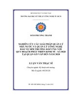 Nghiên cứu các giải pháp quản lý nhà nước và quản lý công nghệ bảo vệ môi trường đáp ứng với quy hoạch phát triển kinh tế   xã hội tại quận gò vấp đến năm 2020 