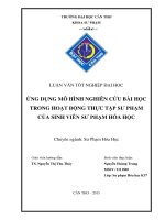 ứng dụng mô hình nghiên cứu bài học trong hoạt động thực tập sư phạm của sinh viên sư phạm hóa học