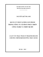 Quản lý chất lượng sản phẩm trong công ty cổ phần phát triển công nghệ và thiết bị mỏ   luận văn ths  kinh doanh và quản lý  60 34 01 02 pdf