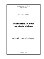 Tội hành nghề mê tín, dị đoan theo luật hình sự việt nam   luận văn ths  luật  60 38 01 04 pdf