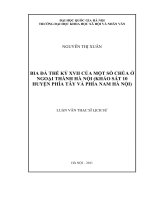 Bia đá thế kỷ XVII của một số chùa ở ngoại thành hà nội ( khảo sát 10 huyện phía tây và nam hà nội)   luận văn ths  lịch