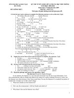 DE THI TUYEN SINH  DAP AN