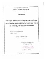 Phát hiện luật và tiền xử lý dữ liệu theo tiếp cận tập thô và ứng dụng rosetta phát hiện luật trong bài toán xử lý dữ li