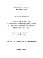 Tóm tắt luận văn thạc sĩ  nghiên cứu sự hài lòng của sinh viên đối với dịch vụ ký túc xá tại trường cao đẳng công nghệ t