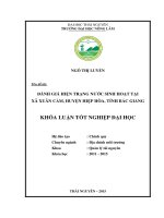 Đánh giá hiện trạng nước sinh hoạt tại xã xuân cẩm, huyện hiệp hòa, tỉnh bắc giang