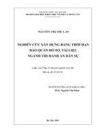 Nghiên cứu xây dựng bảng thời hạn bảo quản hồ sơ, tài liệu ngành thi hành án dân sự  luận văn ths  thông tin  60 32 03 01 pdf