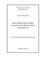 Luận văn thạc sĩ quản trị nguyên vật liệu tại công ty cổ phần xi măng vicem hải vân