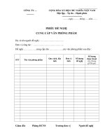 Phiếu đề nghị cung cấp văn phòng phẩm