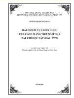 Hai nhiệm vụ chiến lược của cách mạng việt nam qua tạp chí học tập (1960 1975)  luận văn ths  lịch sử  60 22 56 pdf
