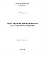 Nâng cao năng lực cạnh tranh dịch vụ vận tải hành khách của nghành hàng không việt nam   luận văn ths  kinh tế   60 31 0