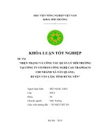 Hiện trạng và công tác quản lý môi trường tại Công ty cổ phần công nghệ cao TRAPHACO chi nhánh xã Tân Quang, huyện Văn Lâm, tỉnh Hưng Yên