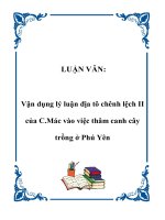 LUẬN văn   vận dụng lý luận địa tô chênh lệch II của c mác vào việc thâm canh cây trồng ở phú yên