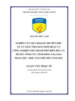 Nghiên cứu quy hoạch chi tiết khu xử lý chất thải rắn sinh hoạt và công nghiệp cho thành phố biên hòa và huyện vĩnh cửu, tỉnh đồng nai, giai đoạn 2015  2020, tầm nhìn đến năm 2025 