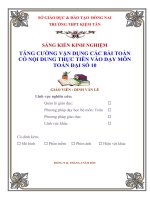 skkn TĂNG CƯỜNG vận DỤNG các bài TOÁN có nội DUNG THỰC TIỄN vào dạy học đại số 10 