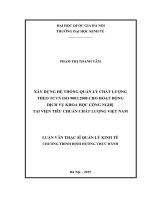 Xây dựng hệ thống quản lý chất lượng theo TCVN ISO 9001 2008 cho hoạt động dịch vụ khoa học công nghệ tại viện tiêu chuẩ