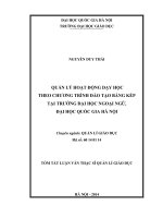Quản lý hoạt động dạy học theo chương trình đào tạo bằng kép tại trường đại học ngoại ngữ, đại học quốc gia hà nội   luậ