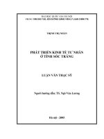 Phát triển kinh tế tư nhân ở tỉnh sóc trăng   luận văn ths  kinh tế   5 02 01 pdf
