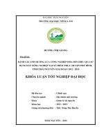 Đánh giá ảnh hưởng của công nghiệp hóa đến hiệu quả sử dụng đất nông nghiệp tại xã điềm thụy, huyện phú bình, tỉnh thái nguyên giai đoạn 2012   2014