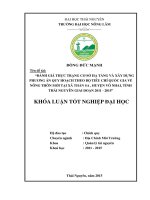 ĐÁNH GIÁ THỰC TRẠNG cơ sở hạ TẦNG và xây DỰNG PHƯƠNG án QUY HOẠCH THEO bộ TIÊU CHÍ QUỐC GIA về NÔNG THÔN mới tại xã THẦN SA , HUYỆN võ NHAI, TỈNH THÁI NGUYÊN GIAI đoạn 2011   2015