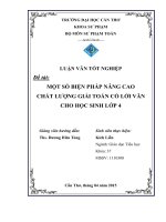 một số biện pháp nâng cao chất lượng giải toán có lời văn cho học sinh lớp 4 