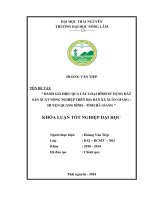 Đánh giá hiệu quả các loại hình sử dụng đất sản xuất nông nghiệp trên địa bàn xã xuân giang – huyện quang bình – tỉnh hà giang