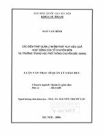Các biện pháp quản lý nhằm phát huy hiệu quả hoạt động của tổ chuyên môn tại trường trung học phổ thông chuyên bắc giang