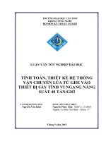 tính toán, thiết kế hệ thống vận chuyển lúa từ ghe vào thiết bị sấy tĩnh vỉ ngang năng suất 40 tấn giờ 