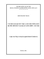 Vấn đề giải quyết việc làm cho nông dân bị thu hồi đất tại quận long biên   hà nội   luận văn ths  kinh tế  60 31 01 pdf