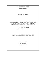 Chuyển dịch cơ cấu lao động theo hướng công nghiệp hoá, hiện đại hoá ở tỉnh nghệ an   luận văn ths kinh tế  60 31 01 pdf