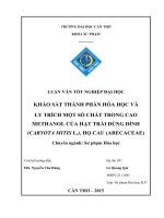 khảo sát thành phần hóa học và ly trích một số chất trong cao methanol của hạt trái đủng đỉnh (caryota mitis l ), họ cau (arecaceae)