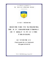 Hoàn thiện hoạt động thanh tra thuế đối với doanh nghiệp trong cơ chế tự khai, tự nộp tại cục thuế tỉnh an giang 