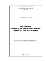 Quản lý nhà nước đối với đầu tư trực tiếp nước ngoài ở trung quốc và những gợi ý chính sách cho việt nam   luận văn ths