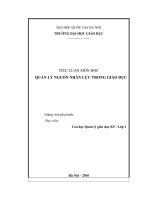 TIỂU LUẬN MÔN HỌC QUẢN LÝ NGUỒN NHÂN LỰC TRONG GIÁO DỤC