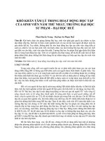 KHÓ KHĂN TÂM LÝ TRONG HOẠT ĐỘNG HỌC TẬP CỦA SINH VIÊN NĂM THỨ NHẤT, TRƯỜNG ĐẠI HỌC SƯ PHẠM – ĐẠI HỌC HUẾ