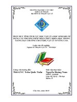 phát huy tính tích cực học tập của học sinh khi áp dụng các phương pháp nhận thức khoa học trong giảng dạy chương chất khí, vật lý 10 nâng cao 