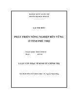 hát triển nông nghiệp bền vững ở tỉnh phú thọ   luận văn ths  kinh tế  60 31 01 doc