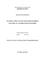 Tóm tắt luận văn thạc sĩ  tổ chức công tác kế toán trách nhiệm tại công ty cổ phần dược danapha