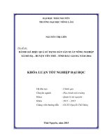 đánh giá hiệu quả sử dụng đất sản xuất nông nghiệp xã bố hạ, huyện yên thế,  tỉnh bắc giang năm 2014 