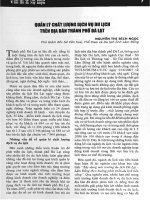 Báo cáo khoa học  quản lý chất lượng dịch vụ du lịch trên địa bàn thành phố đà lạt 