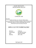 Đánh giá công tác cấp giấy chứng nhận quyền sử dụng đất cho hộ gia đình, cá nhân sử dụng đất tại phường trưng vương, thành phố thái nguyên, tỉnh thái nguyên