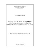 Luận văn thạc sĩ nghiên cứu các nhân tố ảnh hưởng đến ý định mua rau an toàn của người tiêu dùng tại thành phố đà nẵng