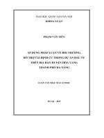 Áp dụng pháp luật về bồi thường, hỗ trợ tái định cư trong dự án đầu tư trên địa bàn huyện hòa vang thành phố đà nẵng   l