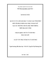 Quản lý của sở giáo dục và đào tạo vĩnh phúc đối với hoạt động dạy học ngoại ngữ tại các trường trung học phổ thông trên