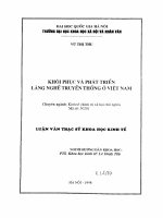 Khôi phục và phát triển làng nghề truyền thống ở việt nam   luận văn ths  kinh tế  60 31 01 pdf