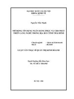 Mở rộng tín dụng ngân hàng phục vụ cho phát triển làng nghề trên địa bàn tỉnh thái bình   luận văn ths kinh doanh và quả