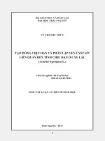 Tóm tắt luận án tiến sĩ sinh học  tạo dòng chịu hạn và phân lập gen cystain liên quan đến tính chịu hạn ở cây lạc (arach