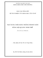 Tạo xung ánh sáng trắng femto giây bằng sợi quang tinh thê báo cáo tổng kết đề tài nghiên cứu khoa học cấp cơ sở 