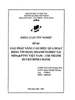 Giải pháp nâng cao hiệu quả hoạt động tín dụng doanh nghiệp tại NHNoPTNT việt nam   chi nhánh huyện bình chánh 