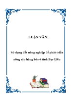 LUẬN văn   sử dụng đất nông nghiệp để phát triển nông sản hàng hóa ở tỉnh bạc liêu