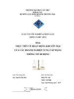 Thực tiễn về hoạt động khuyến mại của các doanh nghiệp cung cấp mạng thông tin di động 